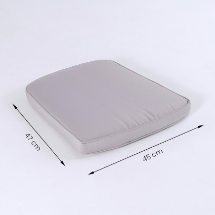 Almofada para cadeiras de jardim com formato curvo cor pedra repelente de agua removivel medidas 45x47x5 cm