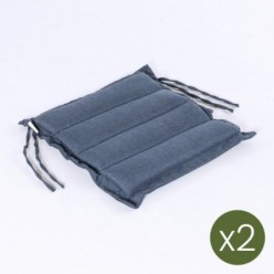Pack 2 almofadas para cadeiras de jardim Olefina cor azul, Não perde a cor, Dimensões 37x37x5 cm
