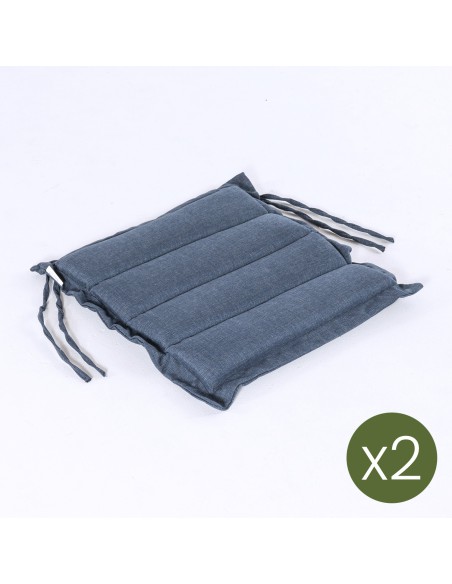 Cojin asiento de jardin 37 cm Olefin azul - Pack 2 unidades