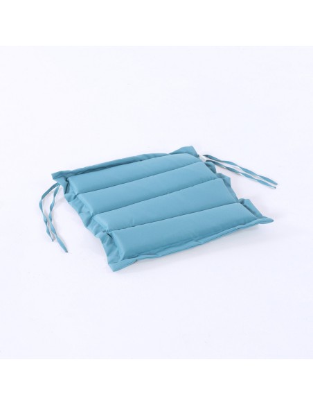 Almofada turquesa para cadeira de jardim repelente de agua medidas 37x37x5 cm
