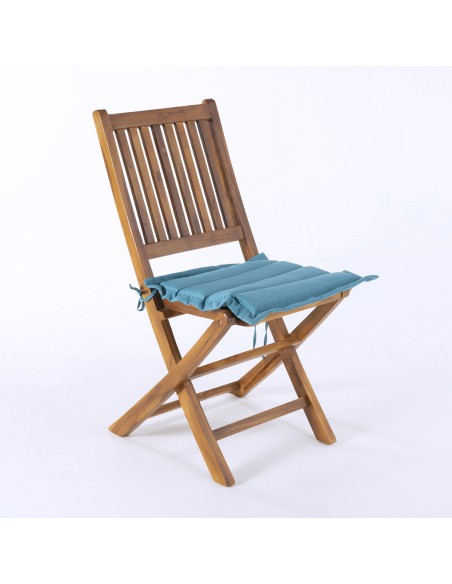 Almofada turquesa para cadeira de jardim repelente de agua medidas 37x37x5 cm