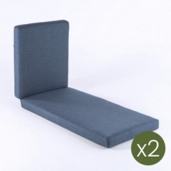 Coussin de chaise longue d'extérieur bleu épais en oléfine - lot de 2