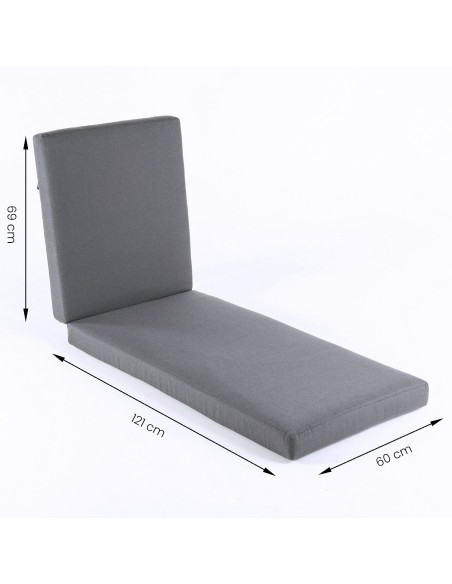 Cojin tumbona grueso para exterior olefin gris Cojin tumbona grueso para exterior olefin gris