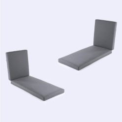 Coussin de chaise longue d'exterieur epais olefine grise - Pack 2 unites 2