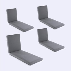 Coussin de chaise longue d'exterieur en olefine gris epais - lot de 4 2