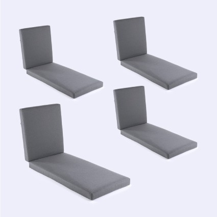 Cojin tumbona grueso para exterior olefin gris - Pack 4 unidades