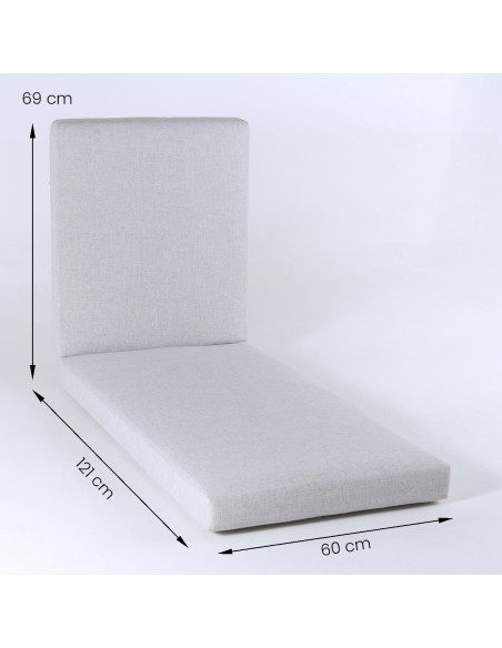 Cojin tumbona grueso de exterior olefin gris claro