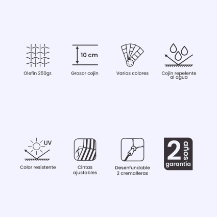 Cojin tumbona grueso de exterior olefin gris claro