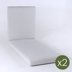 Pack de 2 almofadas de espreguiçadeira de olefina ao ar livre, cor cinza claro, não desbota, removível, tamanho 190x60x10 cm