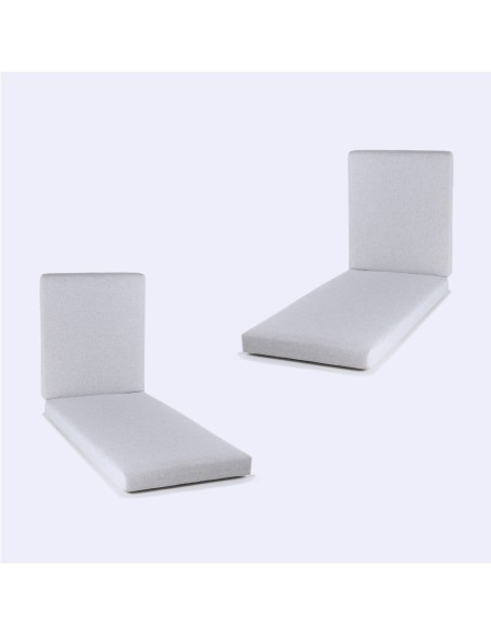 Pack de 2 almofadas de espreguicadeira de olefina ao ar livre cor cinza claro nao desbota removivel tamanho 190x60x10 cm