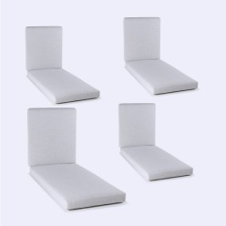 Coussin de chaise longue d'exterieur epais en olefine gris clair - paquet de 4 2