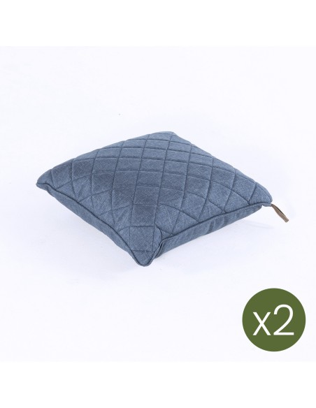 Coussin deco exterieur 40x40 bleu olefine - Pack 2 unites