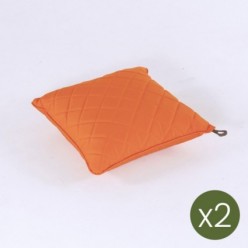Pack 2 almofadas decorativas laranja para uso externo, repelente de água, removível, tamanho 40x40x15 cm