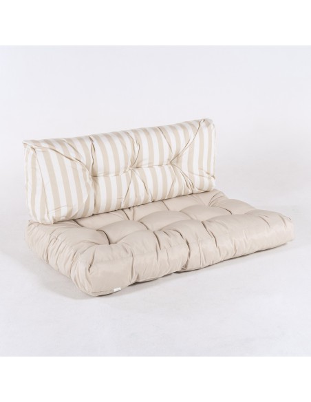 Coussins d'assise et de dossier vanille rayures vanille