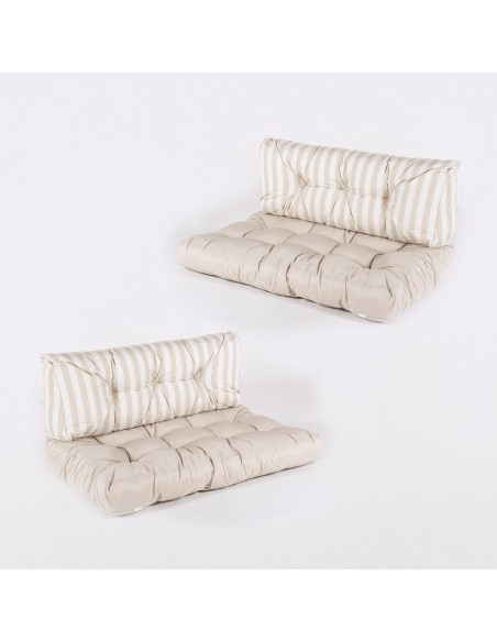 Almofadas para paletes assento baunilha e costas listradas baunilha 2-pack Almofadas para paletes assento baunilha e costas listradas baunilha 2-pack