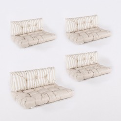 Cojines para palets asiento vainilla y respaldo rayas vainilla - Pack 4 unidades 2