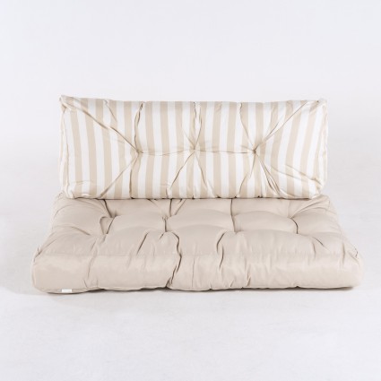 Almofadas para paletes assento baunilha e costas listradas baunilha - pack de 4 unidades