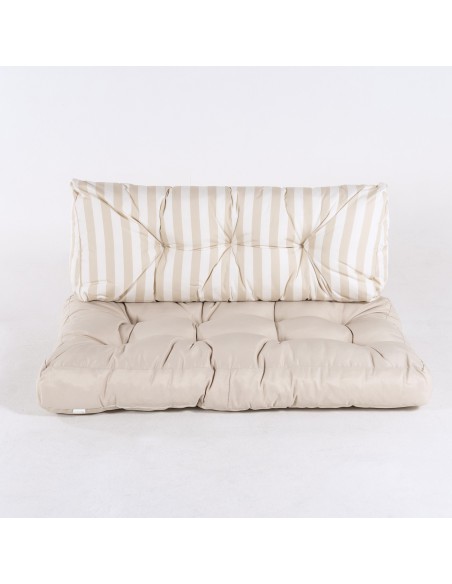 Almofadas para paletes assento baunilha e costas listradas baunilha - pack de 4 unidades Almofadas para paletes assento baunilha e costas listradas baunilha - pack de 4 unidades