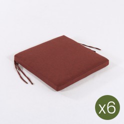 Coussin d'assise d'exterieur rouge olefine - Pack 6 unites