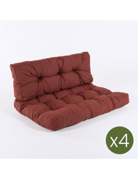 Cojines para palets asiento y respaldo olefin rojo - Pack 4 unidades