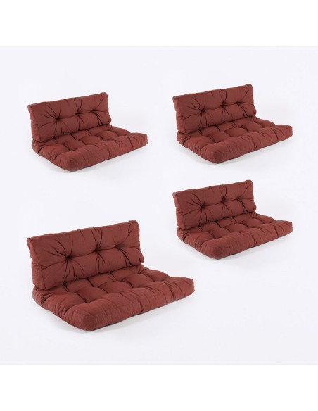 Cojines para palets asiento y respaldo olefin rojo - Pack 4 unidades