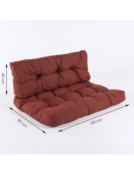 Cojines para palets asiento y respaldo olefin rojo - Pack 4 unidades