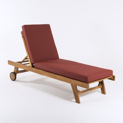 Coussin de chaise longue haute epaisseur pour jardin olefine rouge - Pack 2 unites