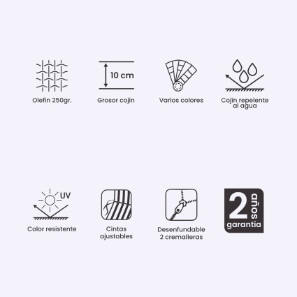 Coussin de chaise longue haute epaisseur pour jardin olefine rouge - Pack 2 unites