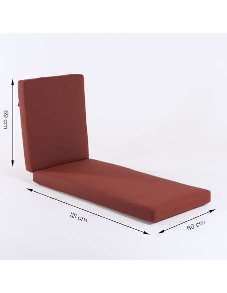 Almofada de espreguicadeira de alta espessura para jardim Vermelho olefina - pack de 4 unidades