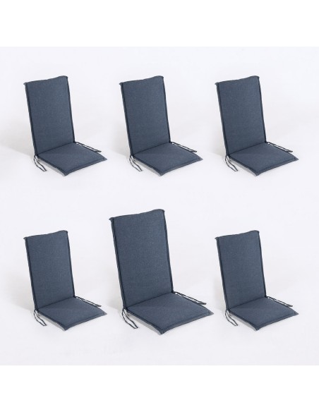 Cojin con respaldo para sillon apilable de jardin olefin Azul - Pack 6 unidades Cojin con respaldo para sillon apilable de jardin olefin Azul - Pack 6 unidades