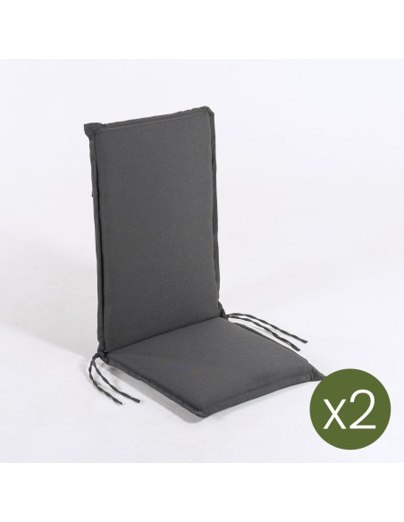 Almofada com encosto para poltrona de jardim empilhavel cinza olefina - pack de 2 unidades