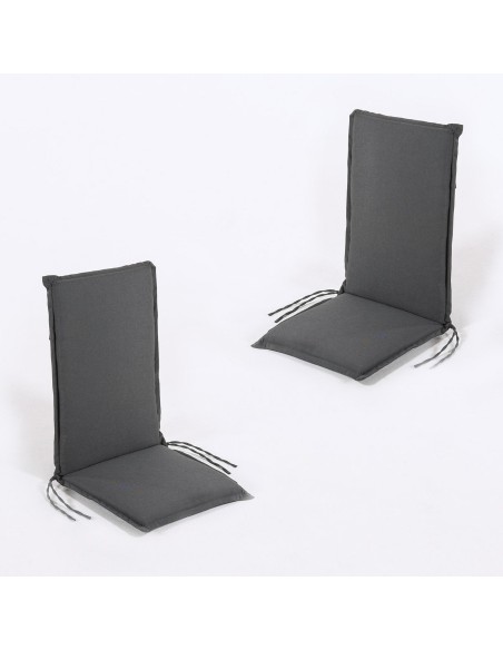 Almofada com encosto para poltrona de jardim empilhavel cinza olefina - pack de 2 unidades