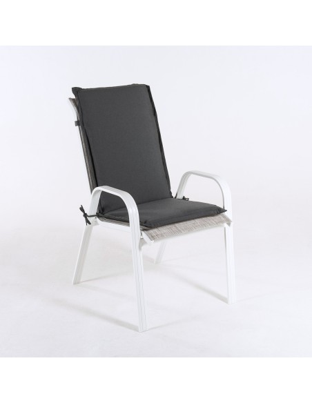 Almofada com encosto para poltrona de jardim empilhavel cinza olefina - pack de 2 unidades
