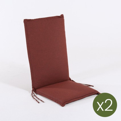 Cojin con respaldo para sillon apilable de jardin olefin rojo - Pack 2 unidades