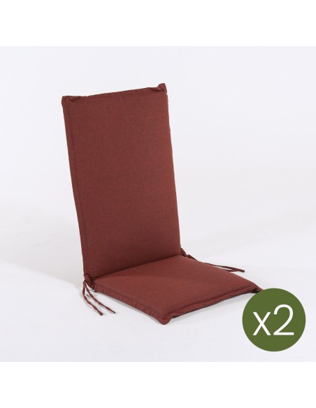 Almofada com encosto para poltrona de jardim empalhavel olefin vermelho - pack de 2 unidades
