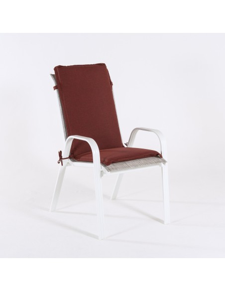 Cojin con respaldo para sillon apilable de jardin olefin rojo - Pack 2 unidades