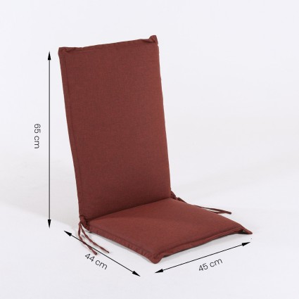 Cojin con respaldo para sillon apilable de jardin olefin rojo - Pack 2 unidades