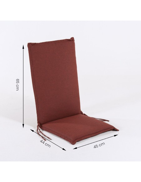 Cojin con respaldo para sillon apilable de jardin olefin rojo - Pack 2 unidades