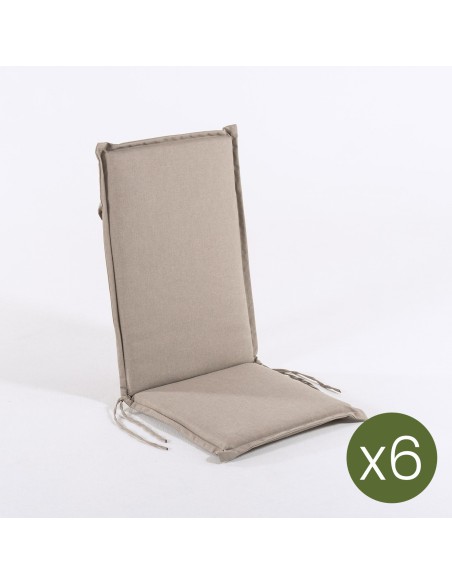 Cojin con respaldo para sillon apilable de jardin olefin marron tostado - Pack 6 unidades Cojin con respaldo para sillon apilable de jardin olefin marron tostado - Pack 6 unidades