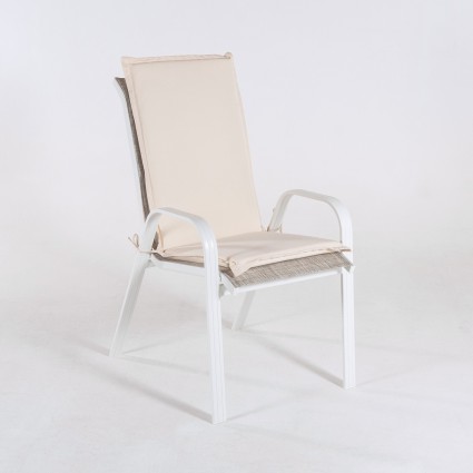 Cojin con respaldo alto para sillon apilable de jardin estandar beige