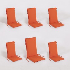 Coussin avec dossier pour fauteuil de jardin empilable orange standard - Pack 6 unites 2