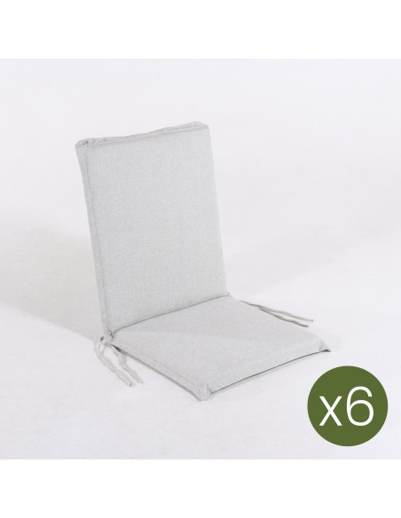 Almofada de posicao de cadeira de teca para olefina de jardim cinza claro - pack de 6 unidades