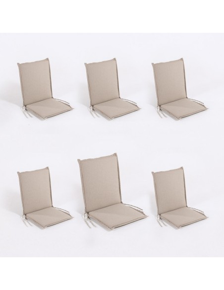 Almofada de posicao de cadeira de teca para olefina de jardim marrom torrado - pack de 6 unidades