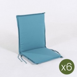 Almofada de posição de cadeira de teca para turquesa padrão de jardim - Pack 6 unidades
