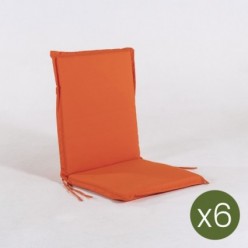 Cojín posiciones silla teca para jardín estándar naranja - Pack 6 unidades