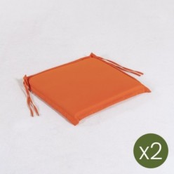 Almofada de assento de cadeira de teca para laranja padrão de jardim- Pack 2 unidades
