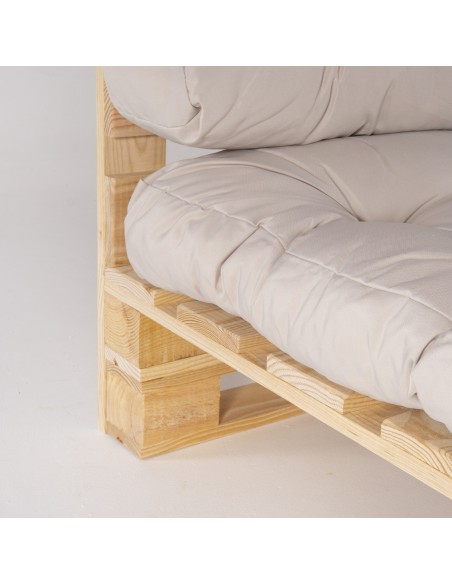 Canape palette avec coussins d'assise et de dossier beiges