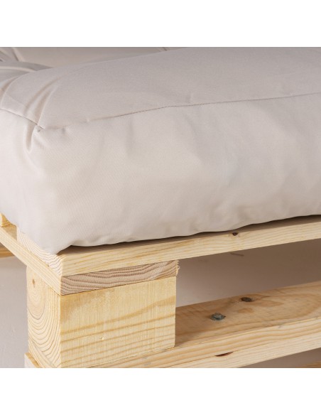 Canape palette avec coussins d'assise et de dossier beiges