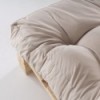 Sofá de palete + almofada de assento 80x120x16 cm + almofada de encosto 42x120x16 cm, repelente de água, cor creme