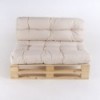 Sofá de palets con cojines asiento y respaldo Lux crema
